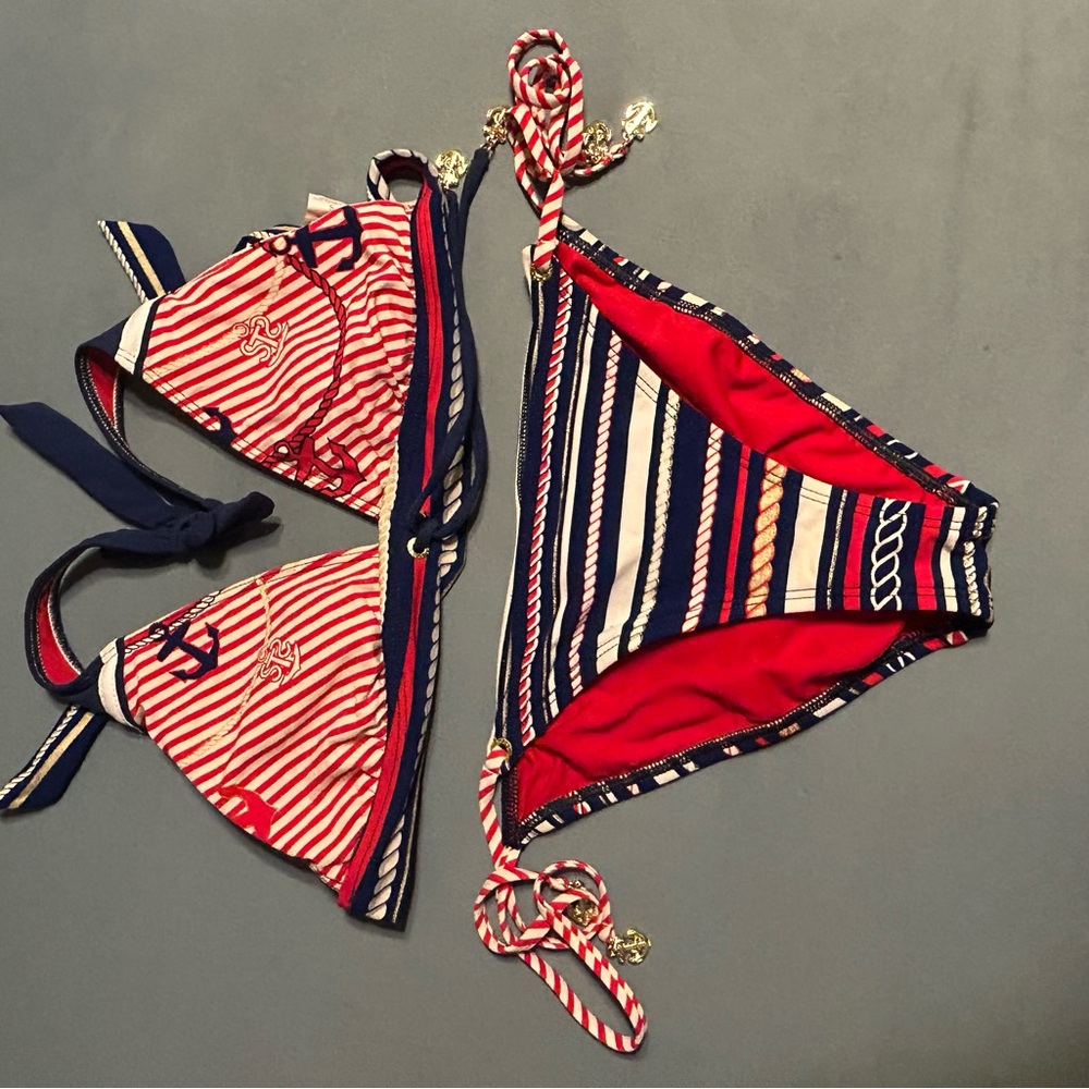 SPERRY top slider Striped Red and Blue Bikini Set